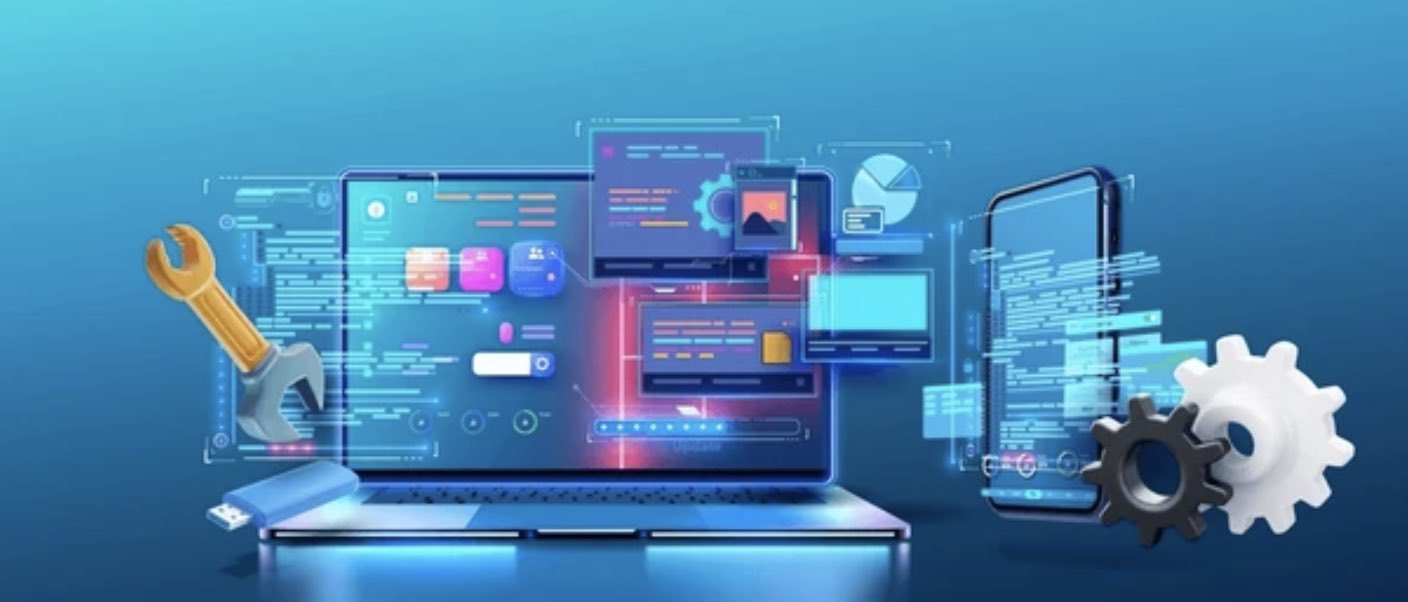 Image illustrant le travail à distance avec des icônes d'outils numériques