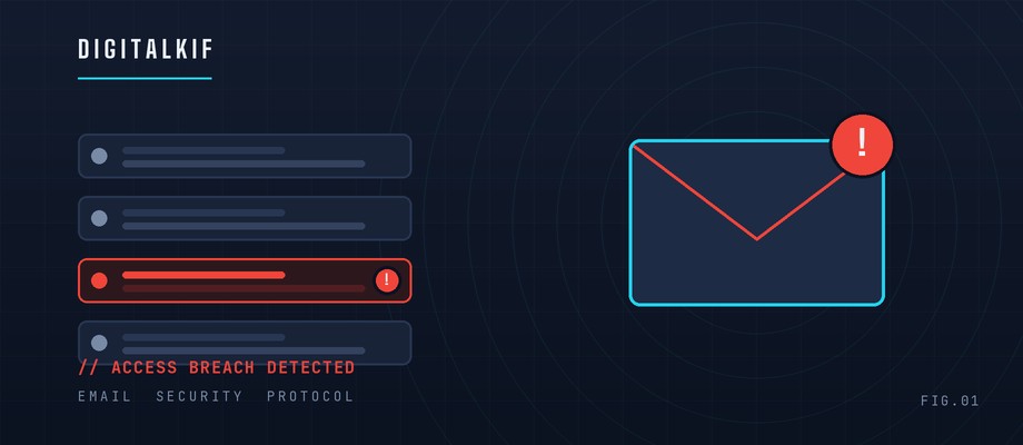 Illustration d'une boîte mail piratée et d'une alerte de sécurité