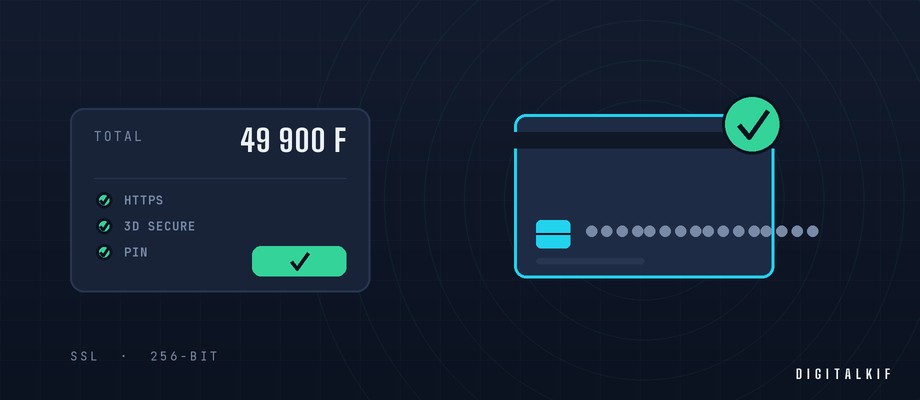 Illustration d'un paiement en ligne sécurisé avec carte bancaire et cadenas