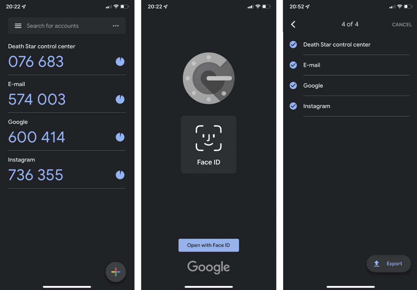 Visualisation d'une interface de double authentification sur un smartphone