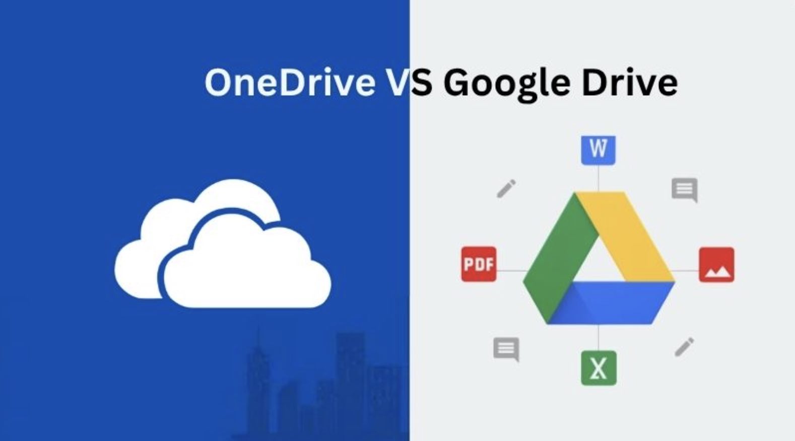 Comparaison visuelle entre les logos OneDrive et Google Drive