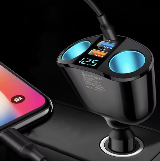 Adaptateur de chargeur de voiture à affichage numérique