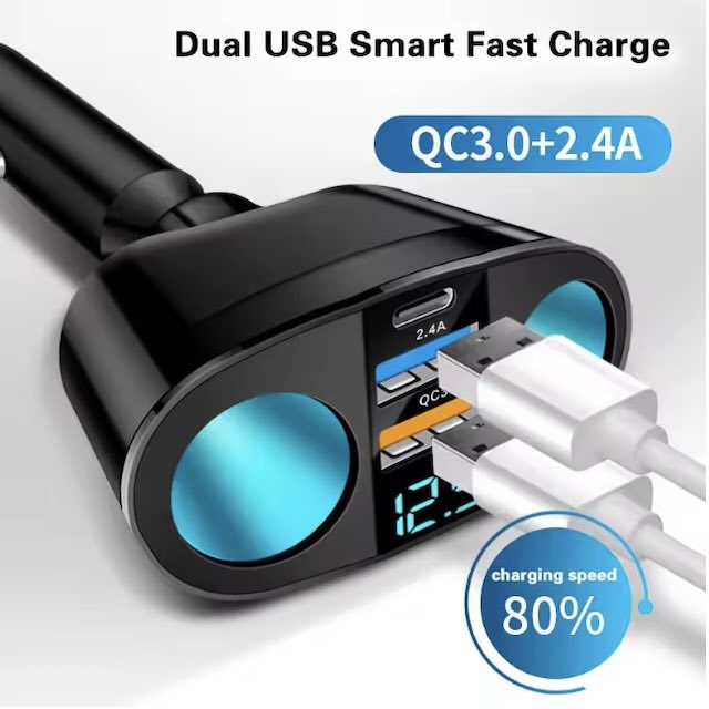 Adaptateur de chargeur de voiture à affichage numérique