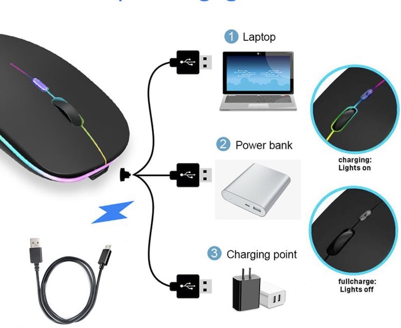 Souris sans fil Bluetooth rechargeable