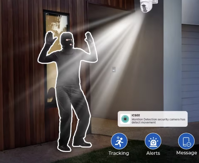 Caméra de surveillance extérieure solaire PTZ IP WiFi HD 4MP